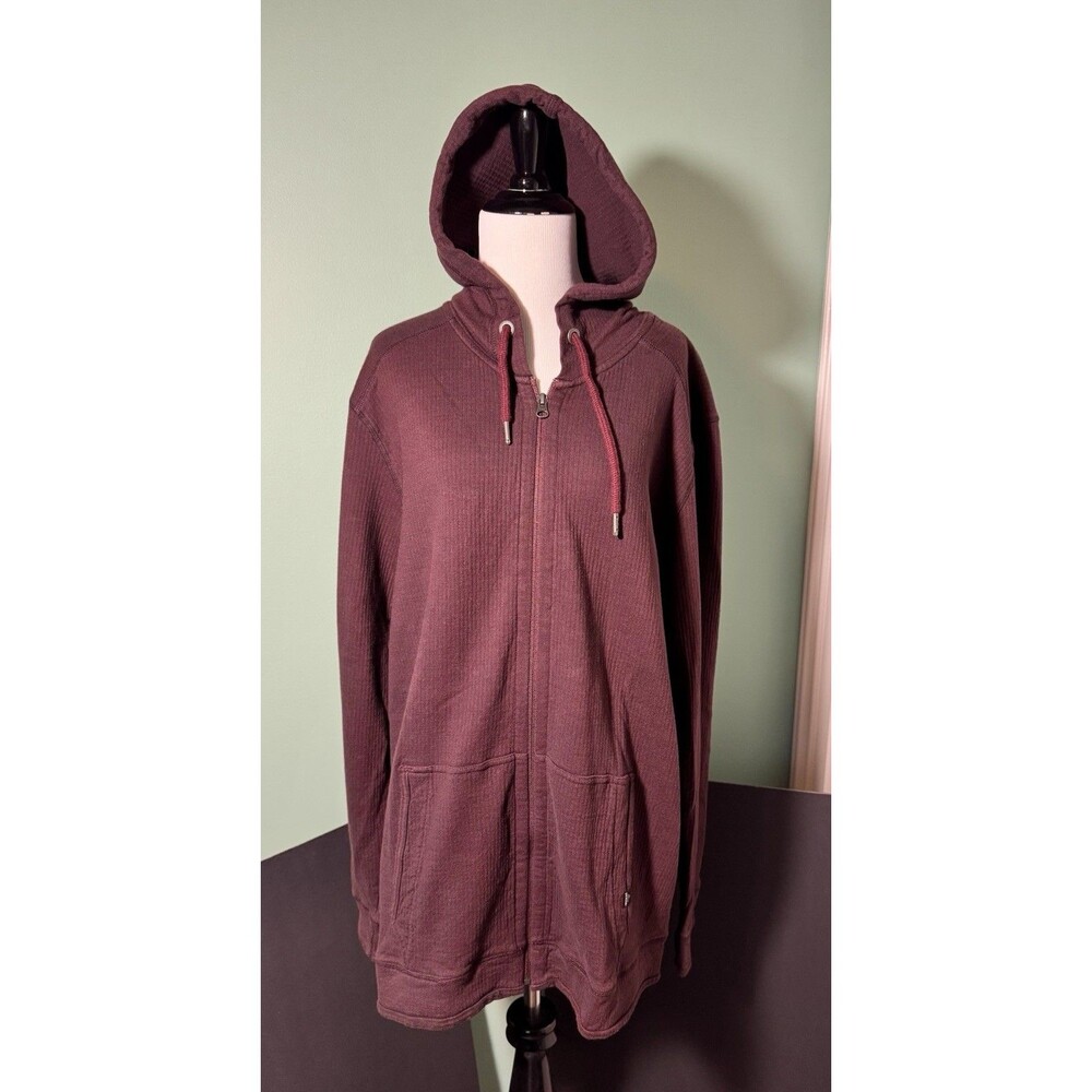 PrAna Burgundy Striped Full-Zip Hoodie Mens Sz XL Yoga Casual Jacket